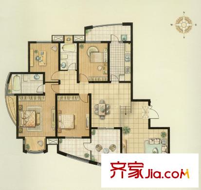 翠湖御景4#、6#、13#、11# 邊戶戶型 4室2廳2衛(wèi)