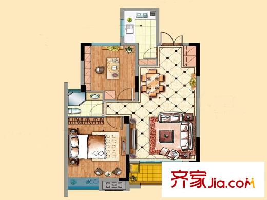 雨潤星雨華府A3戶型 2室2廳1衛(wèi)