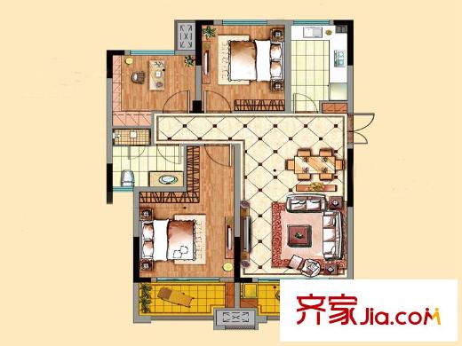 雨潤星雨華府C3戶型 3室2廳1衛(wèi)