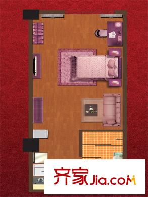 戴斯酒店上海公館戶型圖主力戶型 1室1廳1衛(wèi)1廚