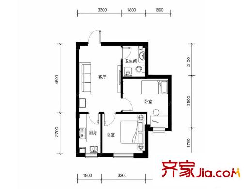 大長(zhǎng)江公寓戶型圖 兩室一廳