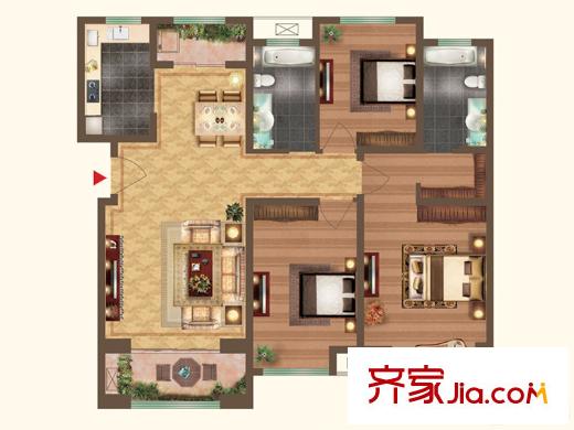 濱江國(guó)際新天地 戶型圖 三室兩廳