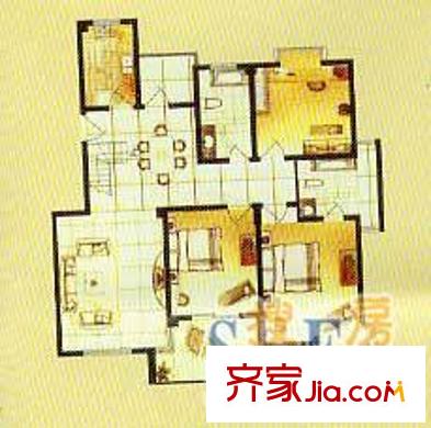 亞特香提雅境景觀小高層C2戶型 3室2廳2衛(wèi)1廚
