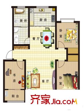 香閣明霞戶型圖 三室兩廳