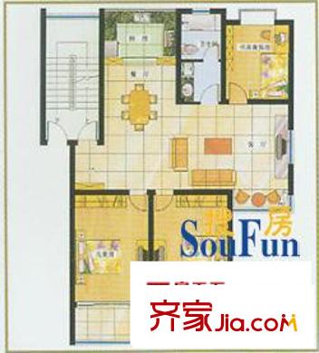 城建嘉園戶型圖A2型 3室2廳2衛(wèi)1廚