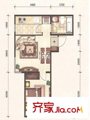 通富家園 戶型圖 一室一廳