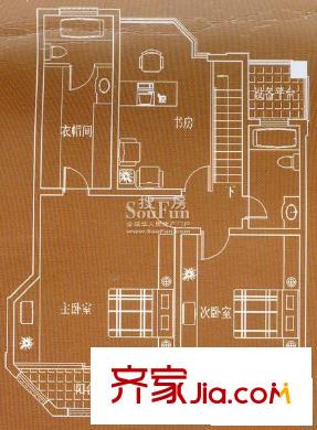 申港豪園戶型圖空中別墅下層 3室1衛(wèi)