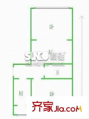 愛民小區(qū)戶型圖2.1.1.1 2室1廳1衛(wèi)1廚