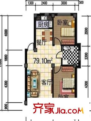 民心花園 戶型圖 兩室一廳