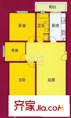 上海嘉苑戶型圖c1戶型105.58平方米 2室2廳1衛(wèi)1廚