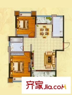 國基桂花小鎮(zhèn)8#樓C1戶型 2室2廳1衛(wèi)1廚