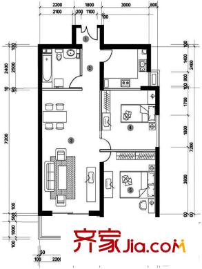浦江小區(qū)戶型圖 兩室兩廳