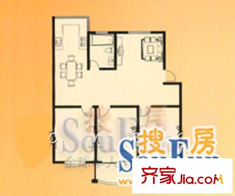 錦繡花園戶型圖3室2廳1衛(wèi)