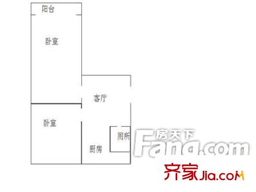 奎文防疫站宿舍戶型圖防疫站宿舍 2室1廳1衛(wèi)1廚