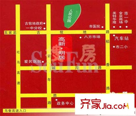 高新明居小區(qū)交通圖高新明居 