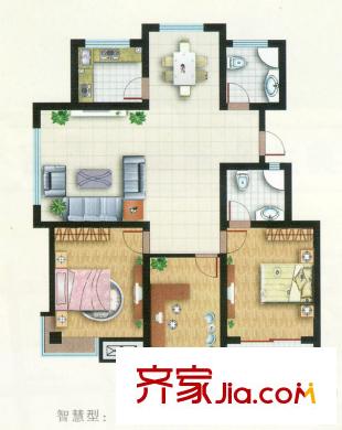 佳華景園戶型圖二期小高層6#、7#樓智慧型戶型 3室2廳2衛(wèi)1廚