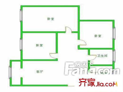 交通稽查宿舍戶型圖戶型圖（3-1-1） 3室1廳1衛(wèi)1廚