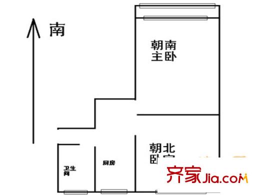 圣達(dá)花園戶型圖戶型圖（2-1-1） 2室1廳1衛(wèi)1廚