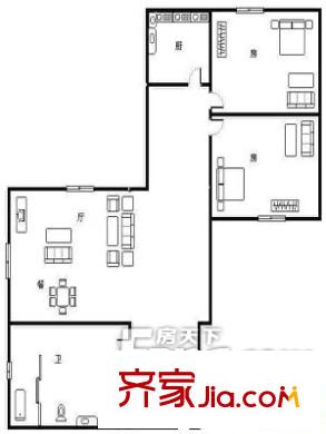 新華印刷廠宿舍戶型圖印刷廠宿舍 2室1廳1衛(wèi)1廚