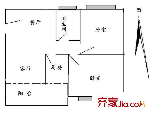 農(nóng)機(jī)局宿舍戶型圖戶型圖（2-2-1） 2室2廳1衛(wèi)1廚
