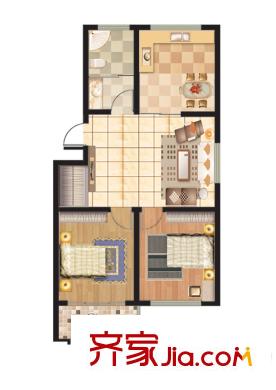 景慧佳園戶型圖一期多層D戶型 2室1廳1衛(wèi)1廚