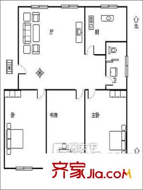 交通銀行宿舍戶型圖戶型圖（3-1-1） 3室1廳1衛(wèi)1廚