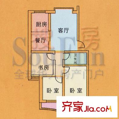 家和花園戶型圖10#E2戶 3室2廳1衛(wèi)1廚