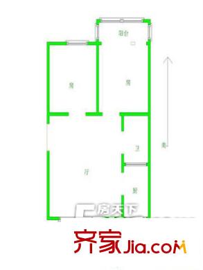 國稅局宿舍(濰州路)戶型圖戶型圖（2-1-1） 2室1廳1衛(wèi)1廚