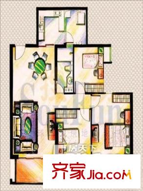 城市壹佰戶型圖戶型圖（20130308） 3室1廳1衛(wèi)1廚