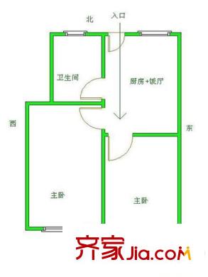 建筑設計院戶型圖戶型圖（2-1-1） 2室1廳1衛(wèi)1廚