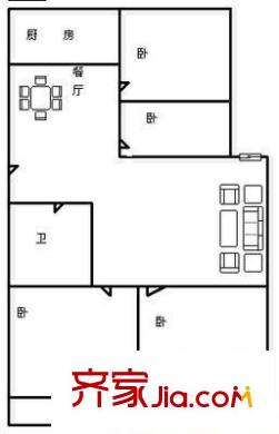 建筑設計院 3室 戶型圖