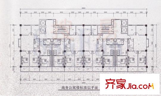 中僑廣場戶型圖商務(wù)公寓標(biāo)準(zhǔn)層平面圖 1室