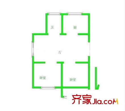 臥龍新區(qū) 2室 戶型圖