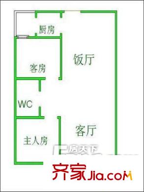 汽配城宿舍戶型圖戶型圖（2-2-1） 2室2廳1衛(wèi)1廚