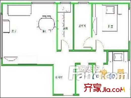 經(jīng)緯華錦苑戶型圖戶型圖（20130308） 2室2廳1衛(wèi)1廚