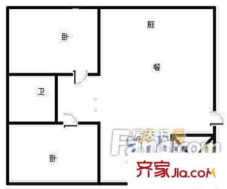 建行宿舍戶型圖（2室2廳1廚1衛(wèi)）