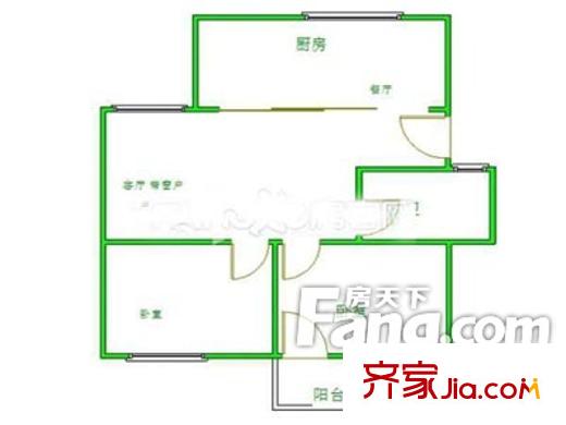 發(fā)改委宿舍戶型圖戶型圖（2-1-1） 2室1廳1衛(wèi)1廚