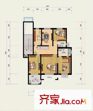 當(dāng)代帝中海戶型圖A戶型2層 4室2廳2衛(wèi)