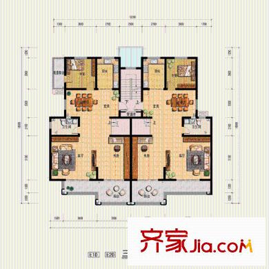 當(dāng)代帝中海戶型圖E戶型3層 2室2廳1衛(wèi)1廚