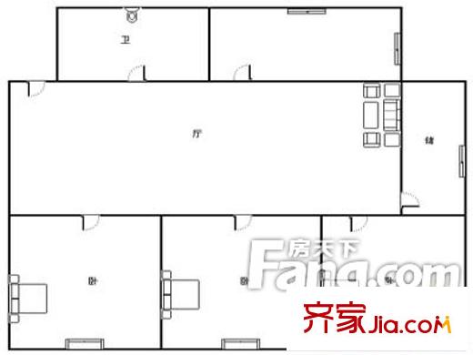 萬(wàn)福花苑戶(hù)型圖戶(hù)型圖 3室1廳1衛(wèi)1廚