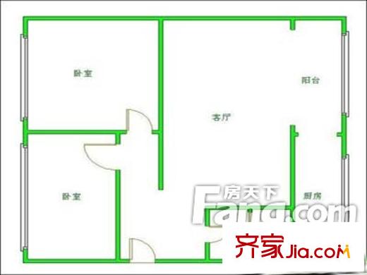 煤氣公司宿舍(濰城區(qū))戶型圖戶型圖 2室1廳1衛(wèi)1廚