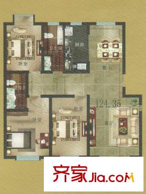 金江華城戶(hù)型圖3戶(hù)型 3室2廳2衛(wèi)1廚