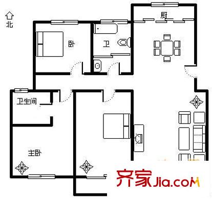 龍祥苑 3室 戶型圖