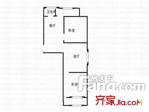 五中宿舍戶(hù)型圖戶(hù)型圖（2-2-1） 2室2廳1衛(wèi)1廚