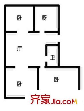 濰城區(qū)財政局宿舍戶型圖戶型圖（3-1-1） 3室1廳1衛(wèi)1廚