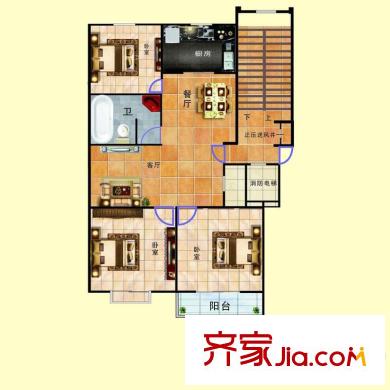 浞景翠園戶型圖A1戶型圖 3室2廳1衛(wèi)1廚