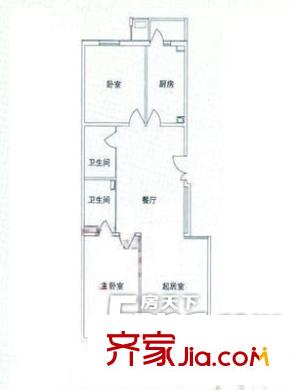 鑫世紀家園戶型圖戶型圖（201303013） 2室2廳1衛(wèi)1廚