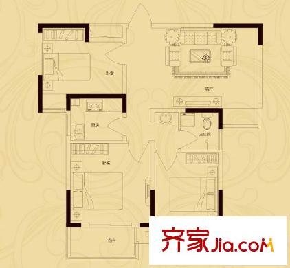 康橋上城品戶型圖三期C1-2戶型 (已售完) 3室1廳1衛(wèi)