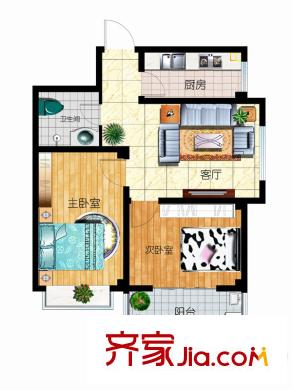萬(wàn)豐源戶型圖1#樓B戶型標(biāo)準(zhǔn)層戶型圖 2室2廳1衛(wèi)1廚
