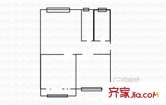 五洲明珠戶型圖戶型圖（2-1-1） 2室1廳1衛(wèi)1廚